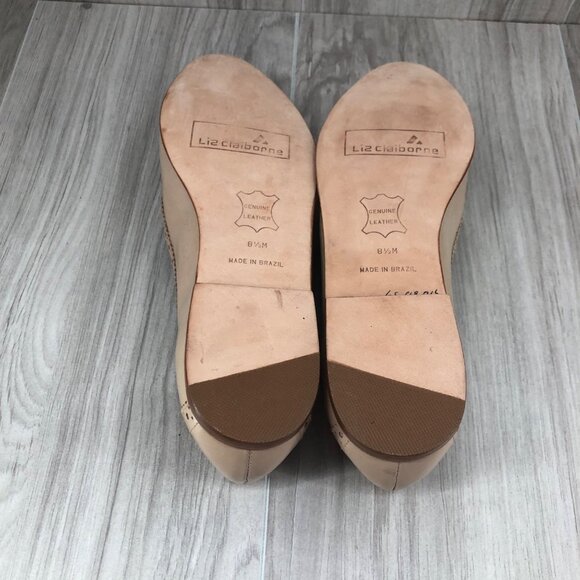 Liz Claiborne Flats Womens 8.5M Cream Leather Slip On Loafer Shoes - Picture 11 of 11